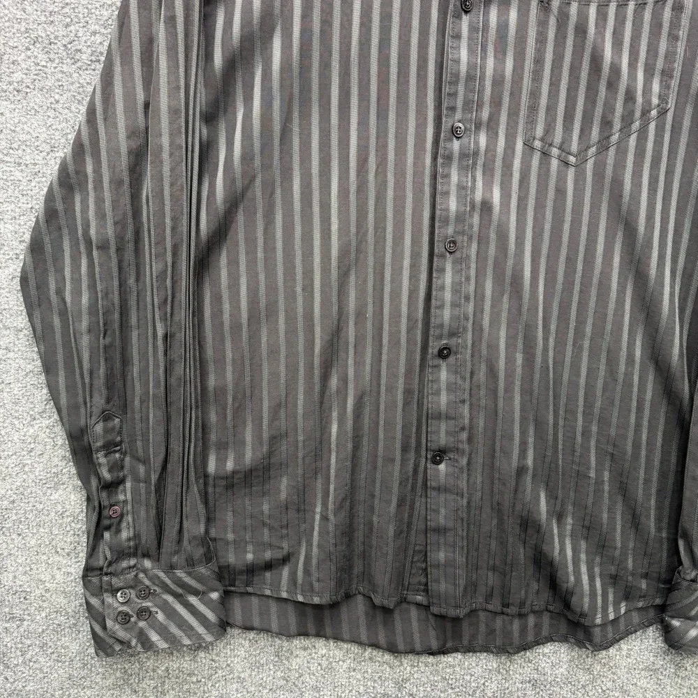 Volcom Slightly Removed Button Shirt Mens XL Black Gray Long Sleeve Casual‎